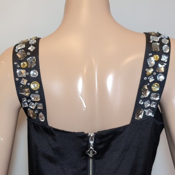 PINK TARTAN Fit & Flare Dress Sleeveless Pleated Jeweled Scoop Neck Cocktail LBD - Picture 10 of 16